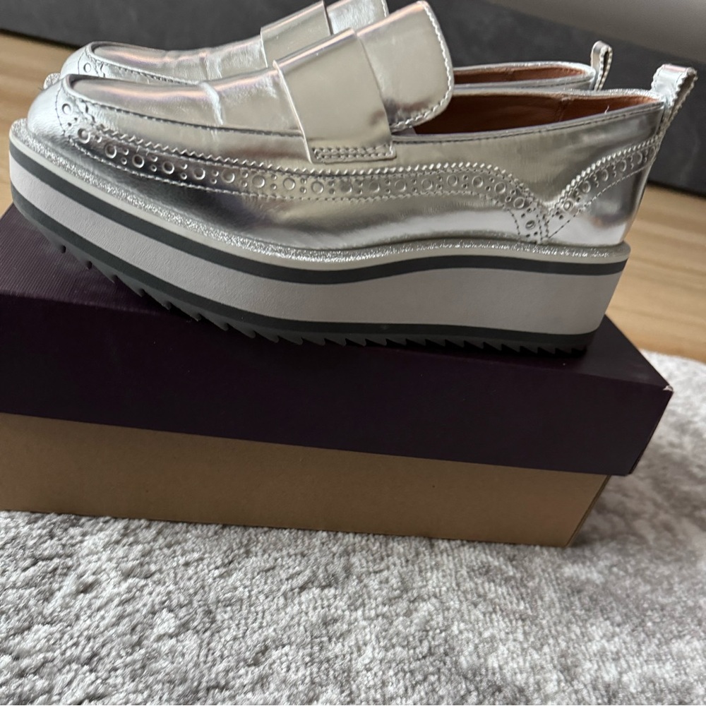 Johnston & Murphy Metallic Silver Loafers